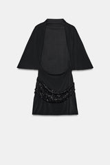Seralyn Mini-Kleid in Schwarz mit Paillettendetail, Rückansicht