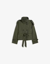 Navorra | Kurzer Trenchcoat mit hohem Kragen & Bindegürtel
