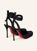 Seraphine Ballet Heels in Schwarz Satin – luxuriöse Pumps mit Knöchelbändern