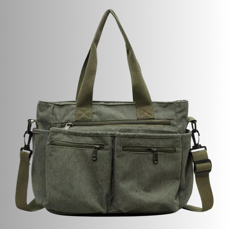 Urban Cord Tote | Stylische Cord-Schultertasche mit Viel Platz & Reißverschlusstaschen