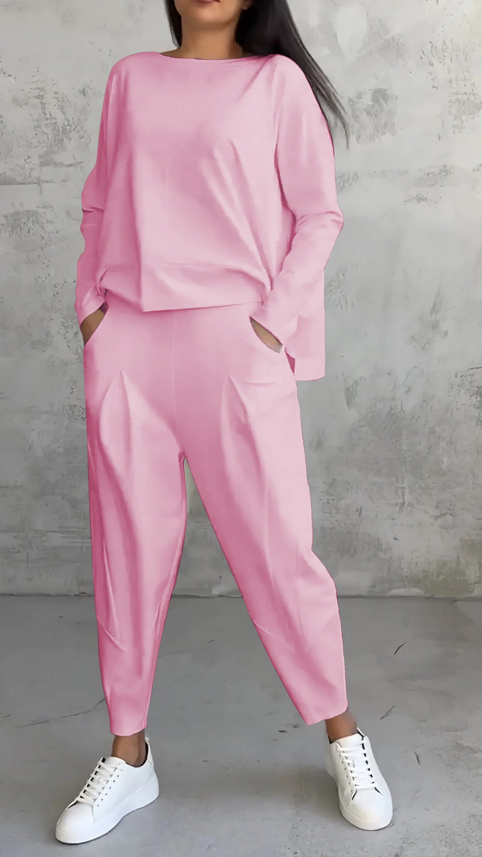 Zweiteiliges Damen Set in Rosa – eleganter Casual Look
