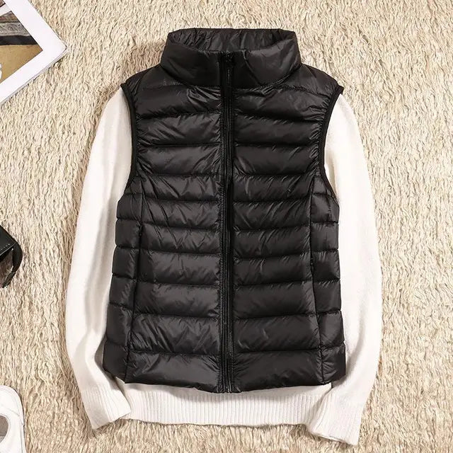 Avelyn Daunenweste Damen in Schwarz – packbare Pufferweste
