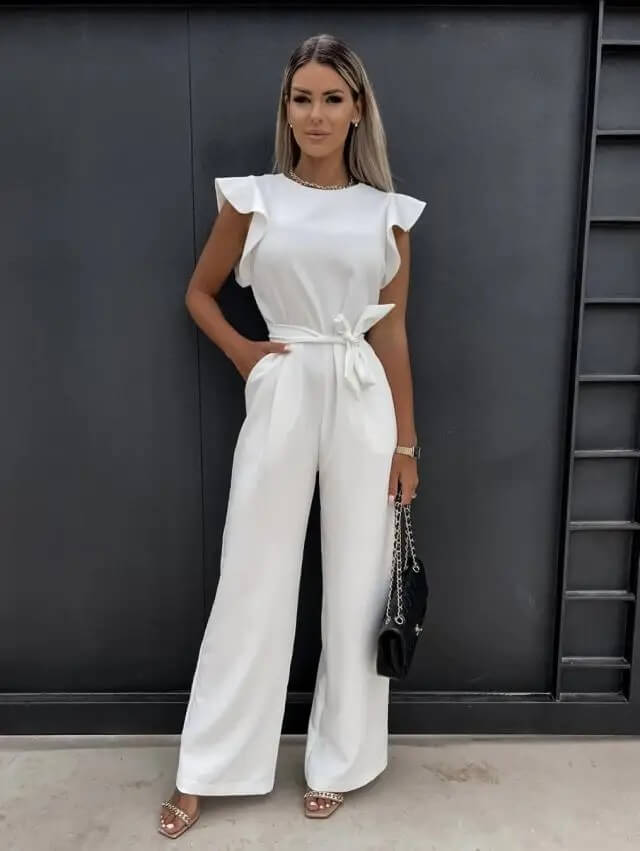 Florentine | Eleganter Jumpsuit mit Schmetterlingsärmeln & Bindegürtel