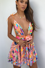 Isladora Glitzer-Sommerkleid mit tiefem V-Ausschnitt