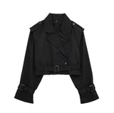 Kurzer Damen-Trenchcoat mit klassischen Details – Vorderansicht