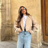 Kurzer Trenchcoat Damen mit Reverskragen und Knopfleiste im City-Look