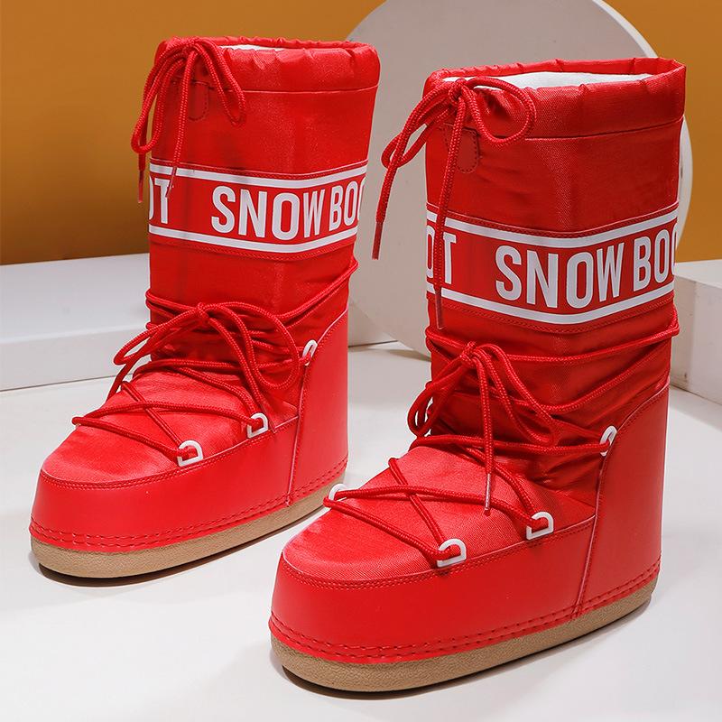Lunéa Snow Boots Damen rot mit Plateausohle – warme Winterboots