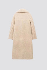 Luxe Teddy Mantel beige, Freisteller hinten
