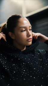 Solayne Sparkle Hoodie | Oversized Unisex Hoodie mit Strasssteinen