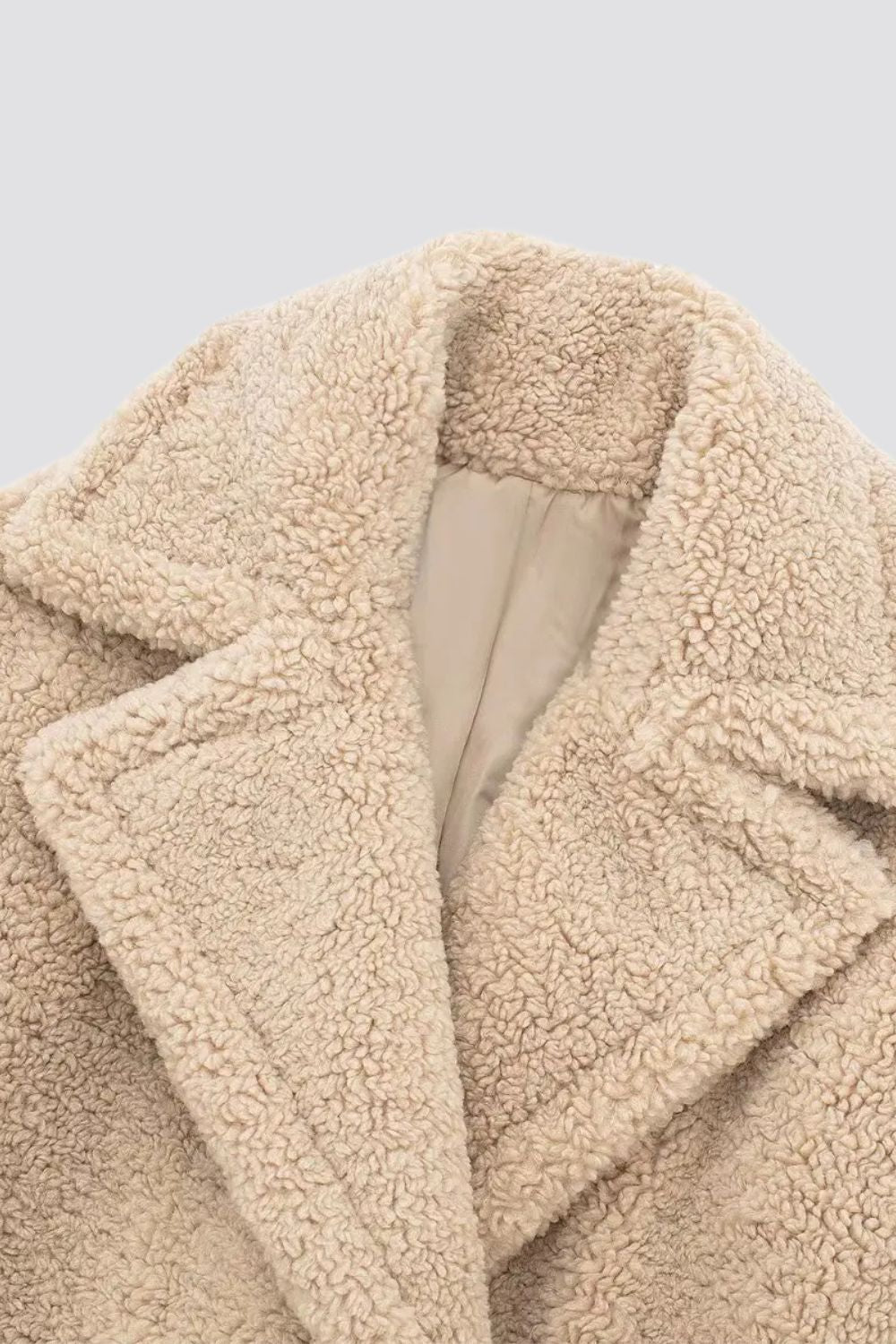 Luxe Teddy Coat | Langer Damen-Wintermantel aus Faux-Fur mit Double-Breasted Look