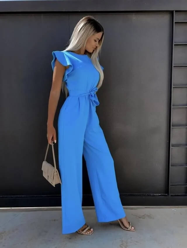 Florentine | Eleganter Jumpsuit mit Schmetterlingsärmeln & Bindegürtel