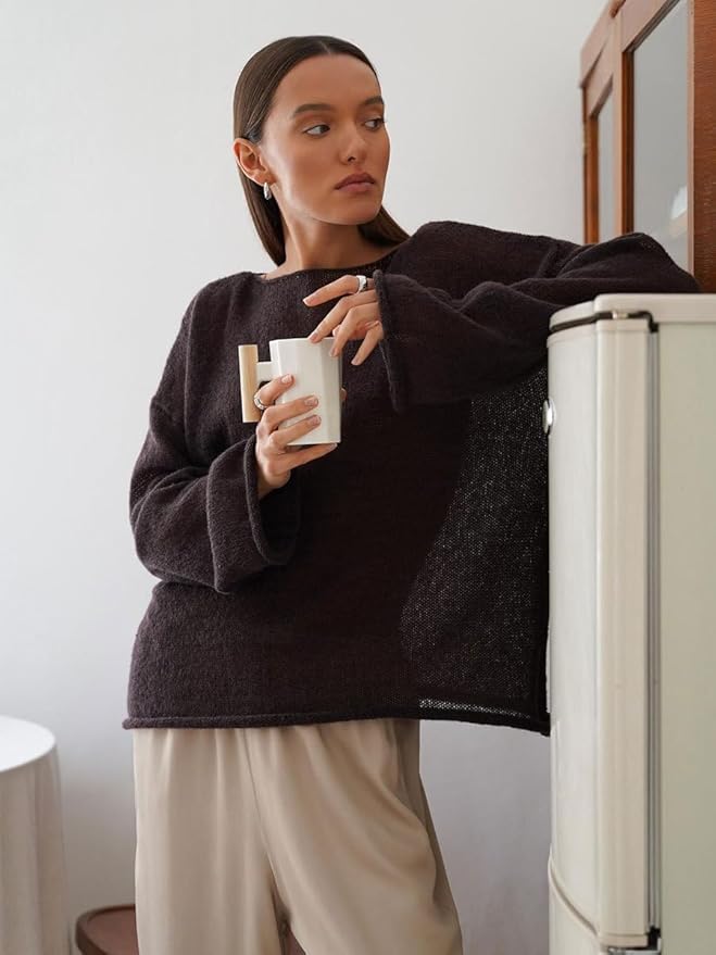 Elayne Knit | Luftiger Oversize-Strickpullover mit Weiten Ärmeln