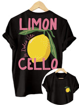 Limonvita Damen-T-Shirt in Schwarz mit Limoncello-Illustration