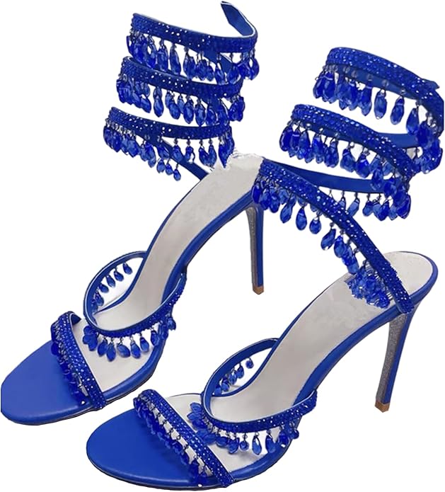 Zyrelia Crystal Wrap Heels blau mit eleganter Wickelband-Optik