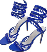 Zyrelia Crystal Wrap Heels blau mit eleganter Wickelband-Optik