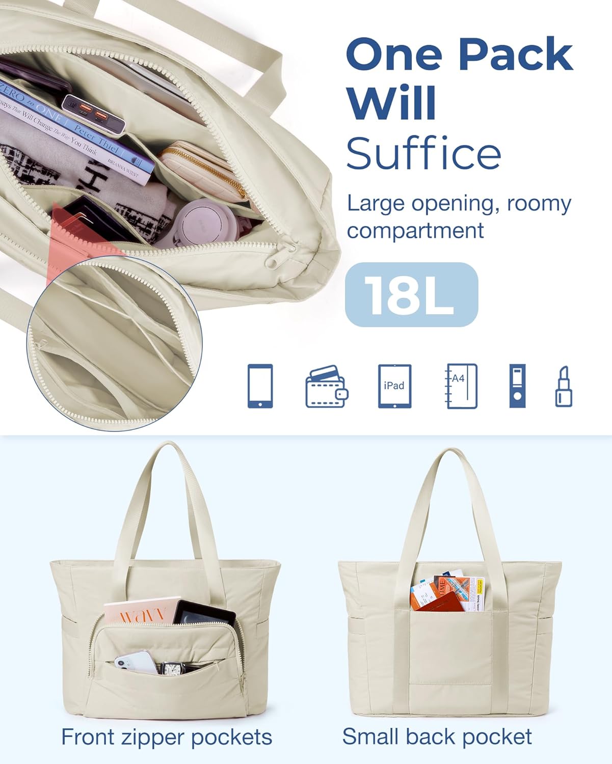FlexiTote | Geräumige Schultertasche für Alltag, Büro & Reisen