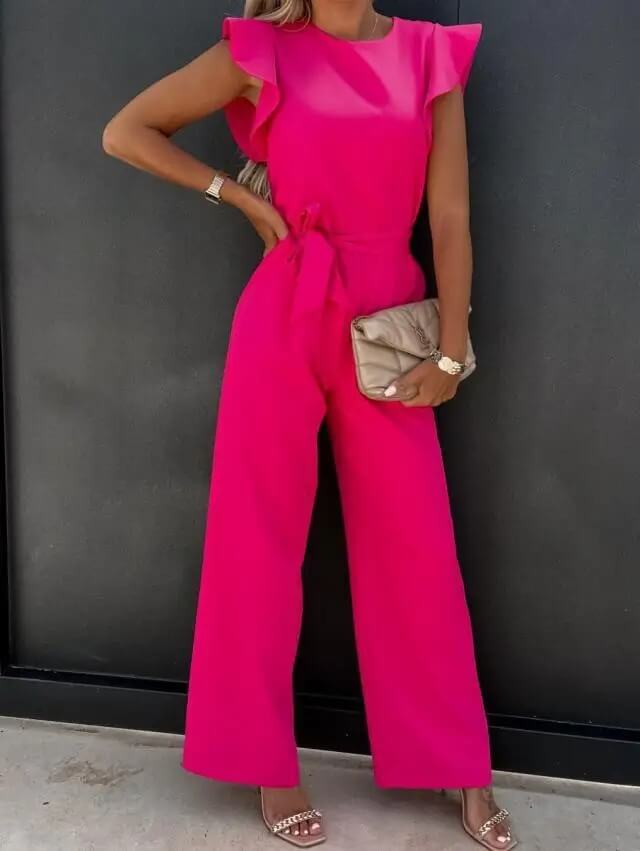 Florentine | Eleganter Jumpsuit mit Schmetterlingsärmeln & Bindegürtel