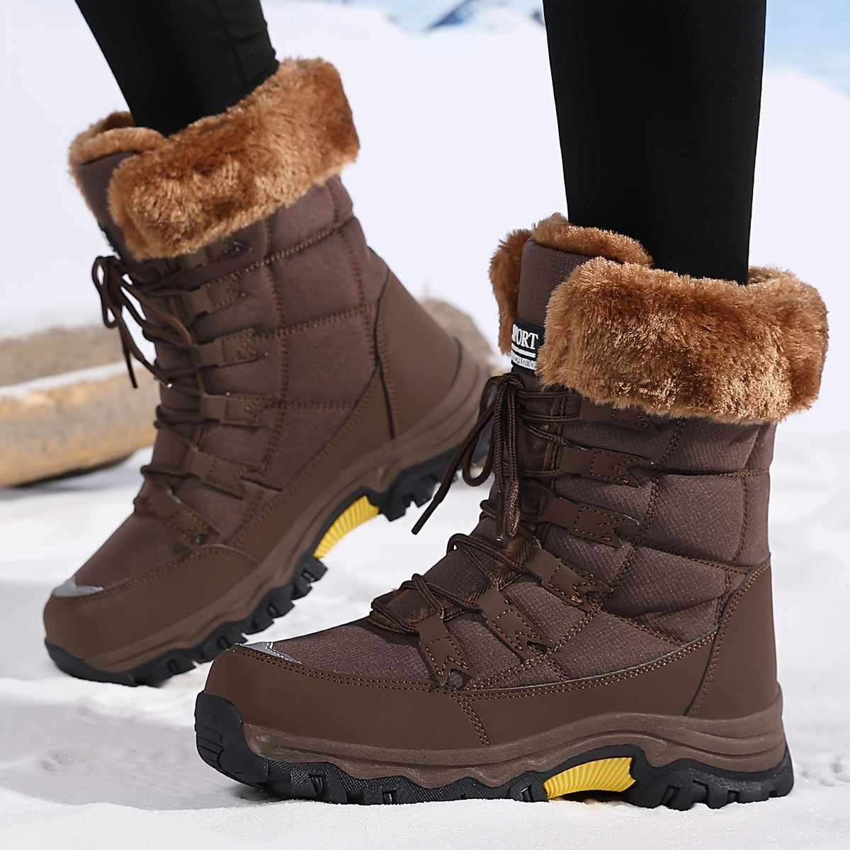 Norvella | Warme Damen-Winterstiefel mit Fellkragen & Profilsohle