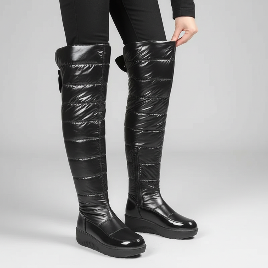 Narella Snowline Overknee Boots | Warme Gefütterte Damen Winterstiefel mit Schleife