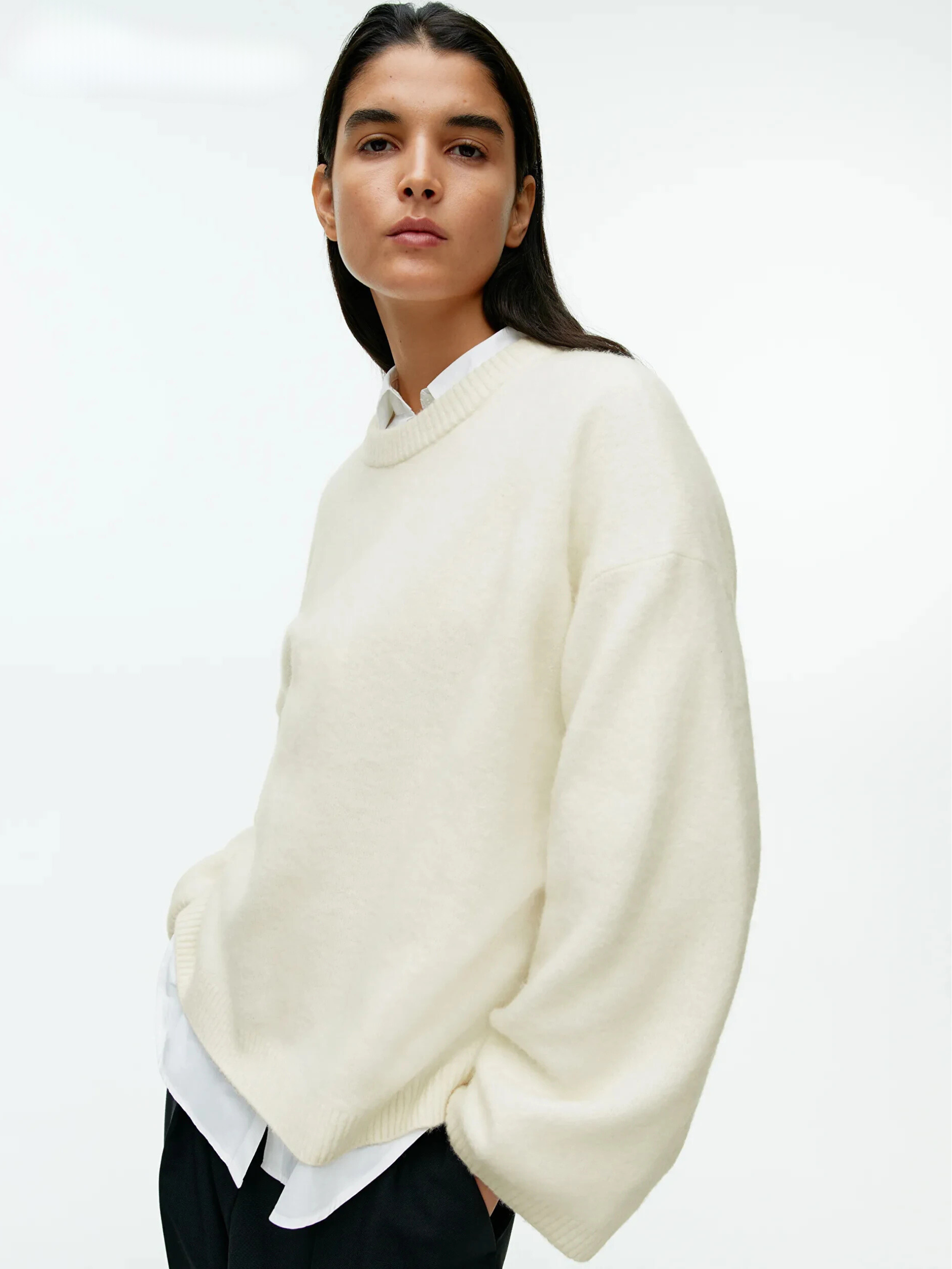 PureEase Sweater Damen creme locker geschnitten
