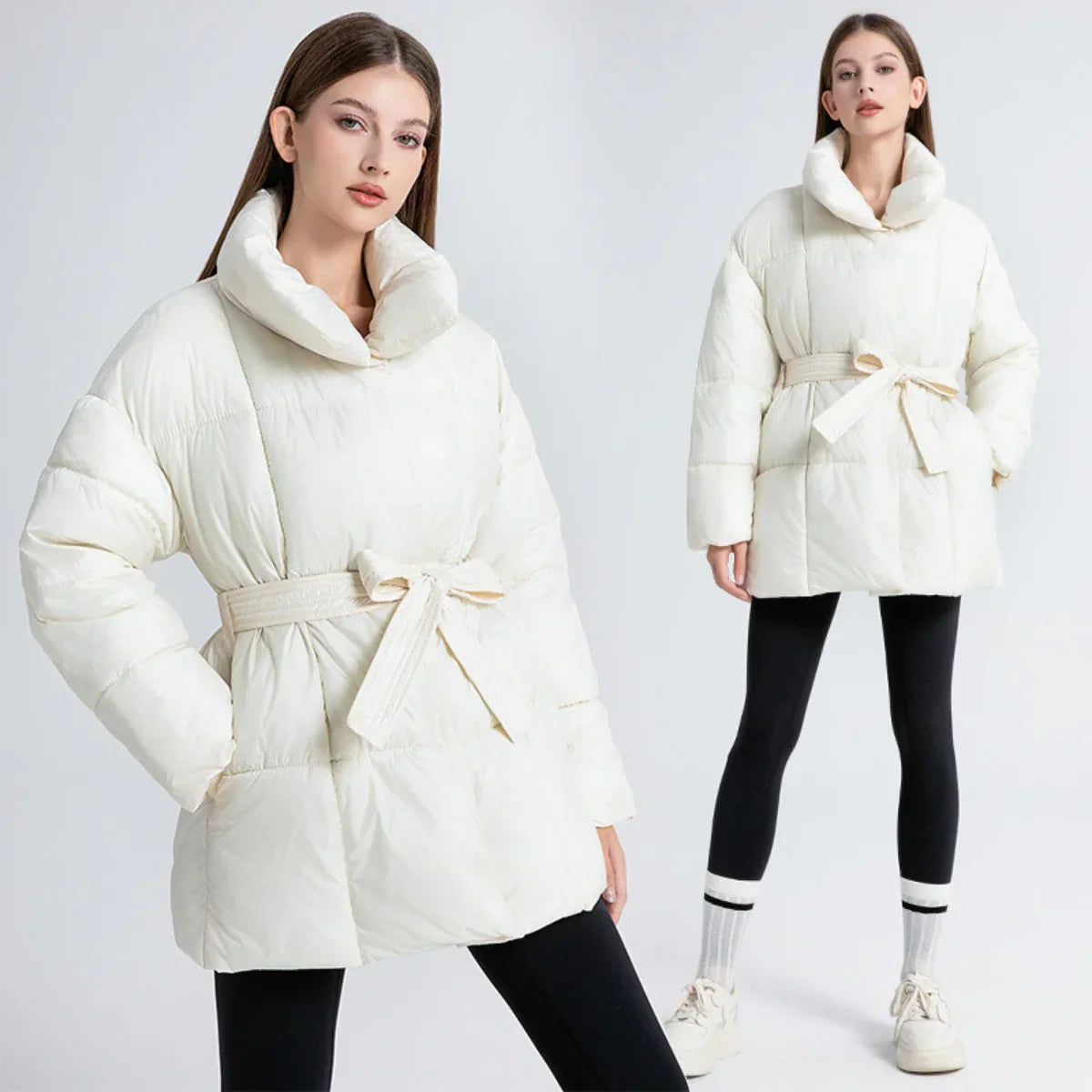 Arctic Allure | Taillierte Damen Winterjacke mit Gürtel & Eleganter Look