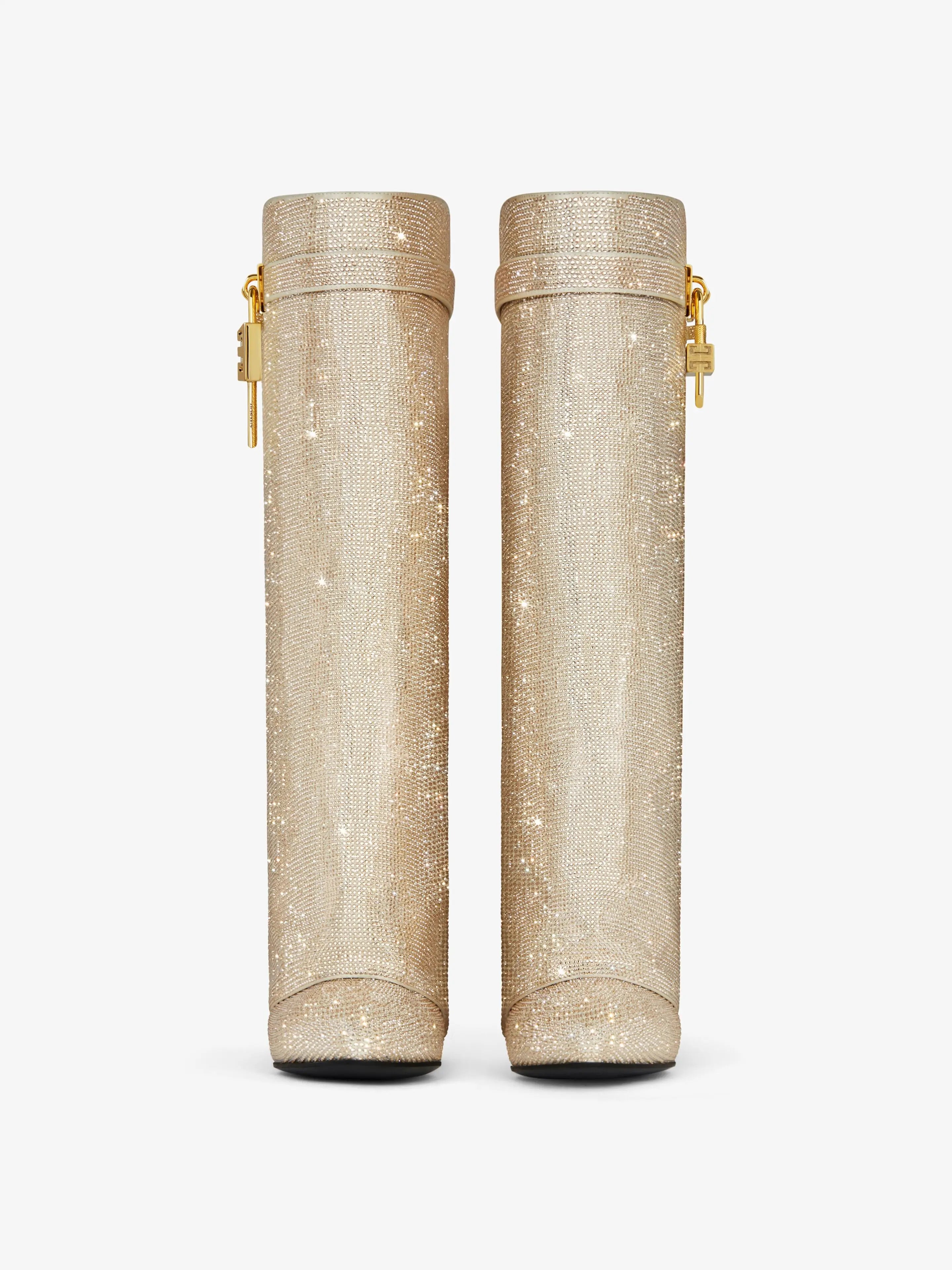 Noarè Glitzerstiefel Damen in Gold mit Kristallbesatz