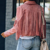 Fraya | Cropped Fransenjacke in Veloursleder-Optik – Festival & City Ready