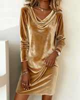 Damen Samtkleid champagnerfarben Samtoptik