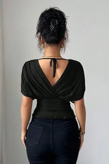 Celestine Drapé-Bluse Damen Detailansicht der Taillenraffung