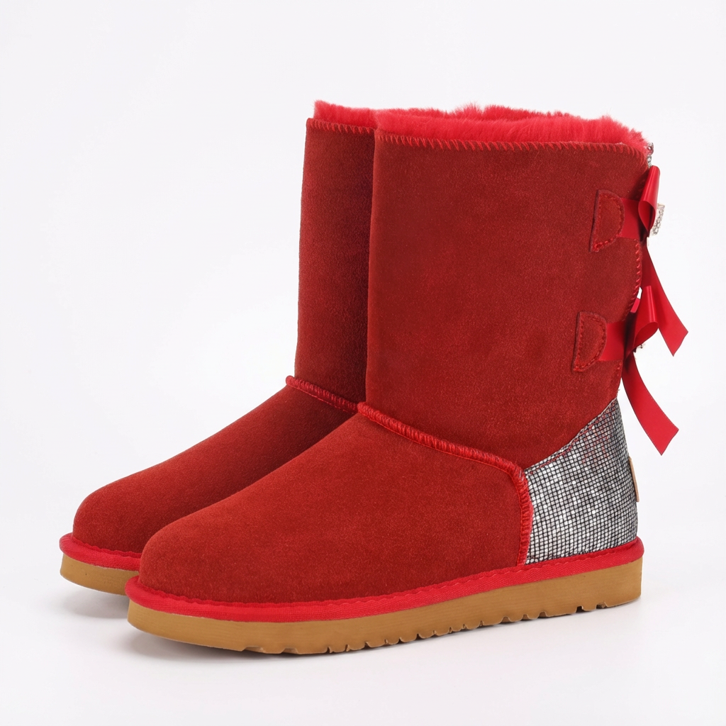 Elodie Sparkle Bow Boots | Winterstiefel aus Wildleder mit Schleifen & Glitzer-Details