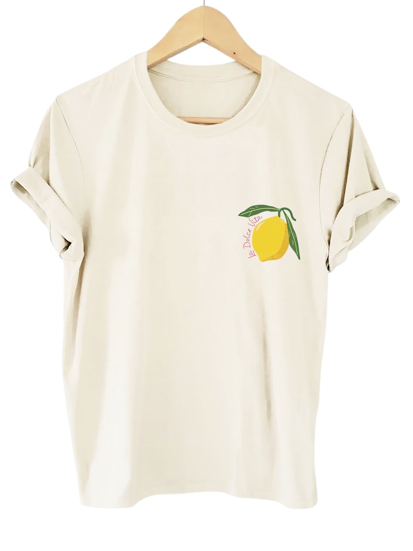 Limonvita Damen-T-Shirt in Weiß mit kleinem Zitronen-Print auf der Brust