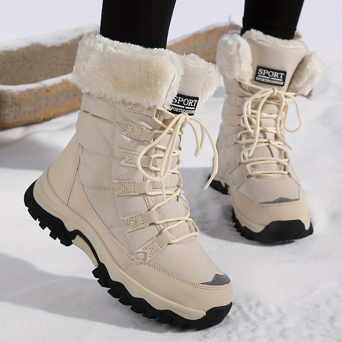 Norvella | Warme Damen-Winterstiefel mit Fellkragen & Profilsohle