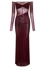 Seraphyne Crystal Mesh Gown | Off-Shoulder Maxikleid mit funkelnden Rhinestones