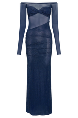Seraphyne Crystal Mesh Gown | Off-Shoulder Maxikleid mit funkelnden Rhinestones