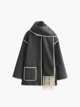 Seraphina CapeCoat | Damen Cape-Mantel mit integrierter Schal & Fransen