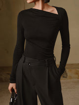 Talaine Elyra asymmetrisches Strick-Top in Schwarz für Damen