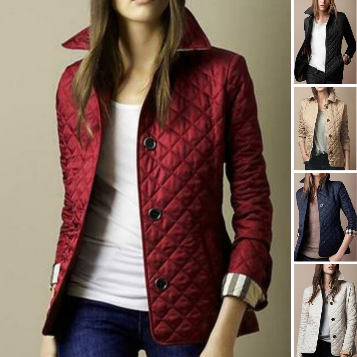 Rot gestepptes Damenjacke Outfit – Quinara Quilted Coat
