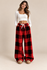 Léonie Fleece-Pyjamahose mit Karomuster in mehreren Farben