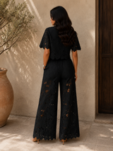 Elegantes 2-teiliges Set Damen mit fließender Hose – Pavryna von Talaine, am Model getragen