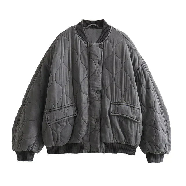 Lureva Quilted Bomber | Oversized gesteppte Damenjacke mit Statement-Look
