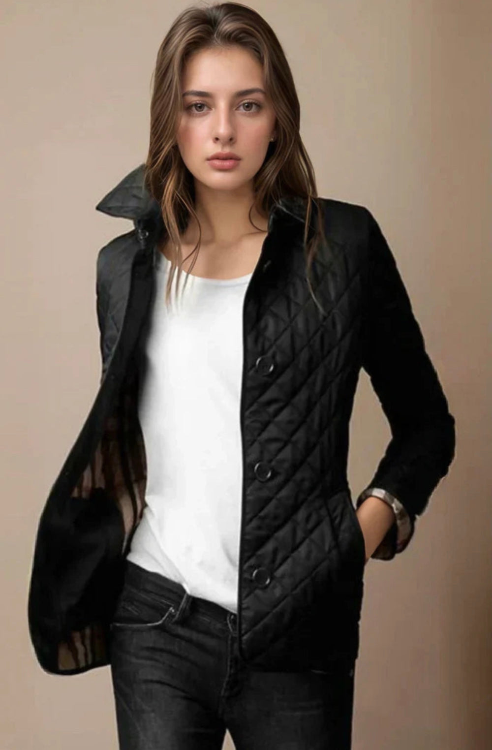 Quinara Quilted Coat | Damen Leichte Steppjacke mit Knopfleiste