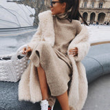 Élise Teddy Mantel Damen Maxi-Look mit Strickkleid
