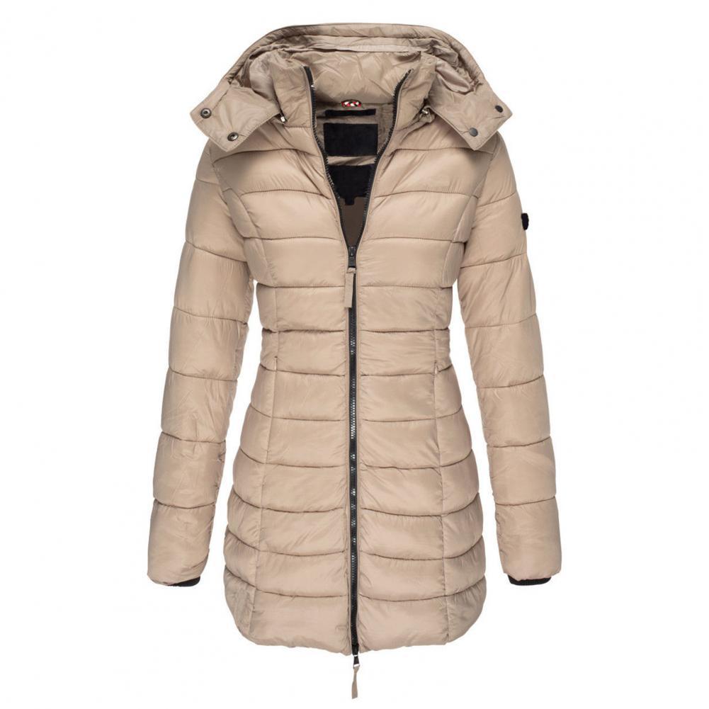 Aurelia Steppjacke in Khaki – mit Kapuze und Reißverschluss