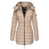 Aurelia Steppjacke in Khaki – mit Kapuze und Reißverschluss