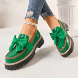 grüne Damen Loafer mit Schleife und moderner Form