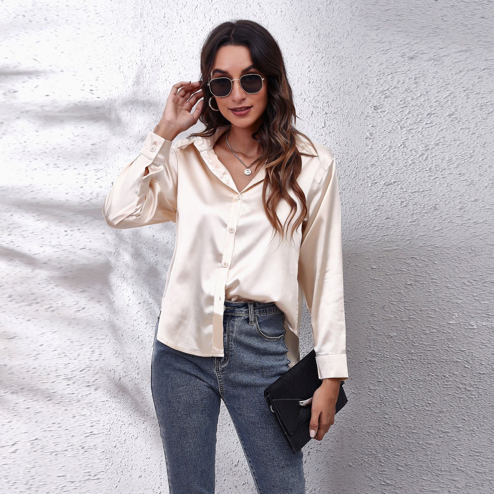 Solira Satinbluse Damen Creme
