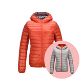 Wende-Daunenjacke Damen Velmora in Rot und Grau
