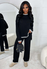 ComfyChic Lounge Set in Schwarz – elegantes Lounge-Outfit mit lockerem Schnitt