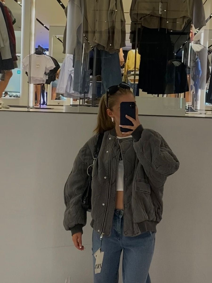 Lureva Quilted Bomber | Oversized gesteppte Damenjacke mit Statement-Look