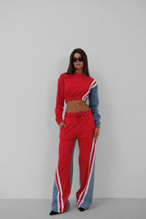 Taliya Tracksuit | Damen Colorblock Set mit Denimdetails